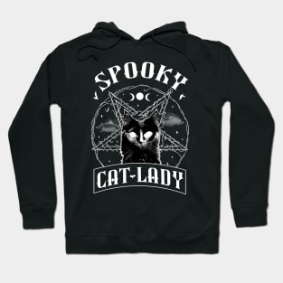 Spooky Cat Lady - Goth Halloween Retro Vintage Hoodie